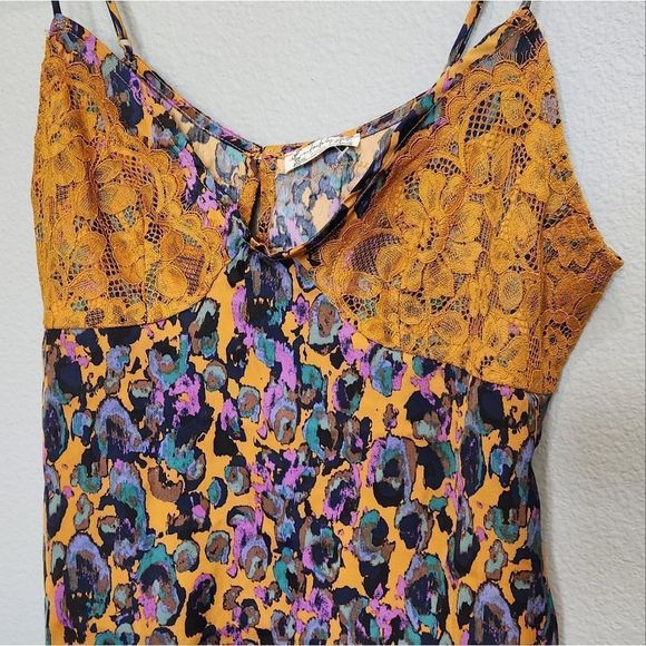 NWT Free People satin lace cheetah top - Picture 2 of 4